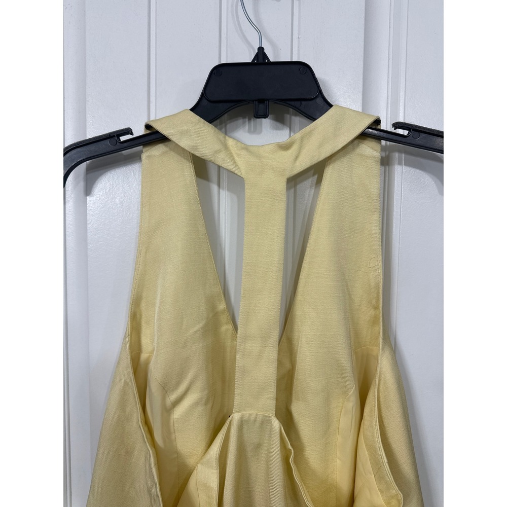 Express Women Yellow Linen Blend T-Back Halter Tailored Vest Waistcoat XL NEW - Picture 5 of 8